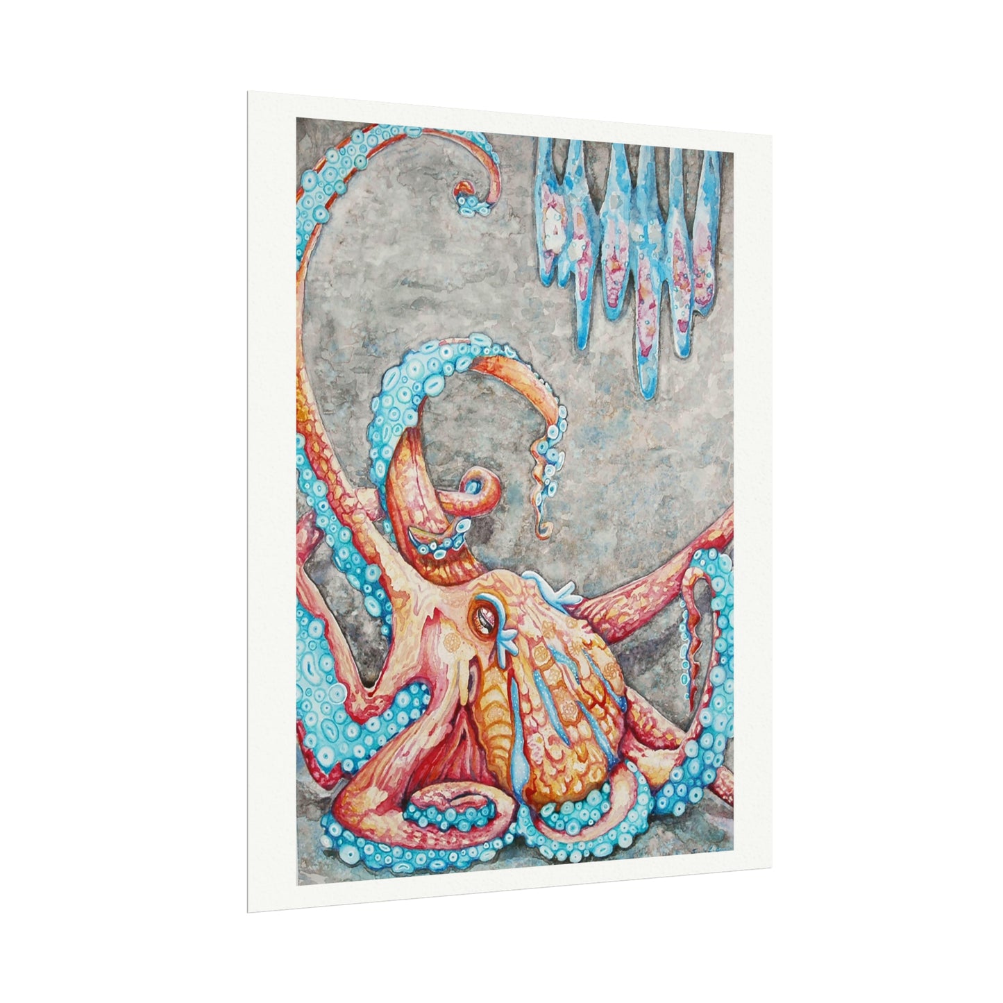 Giant Octopus I Textured Watercolor Matte Print