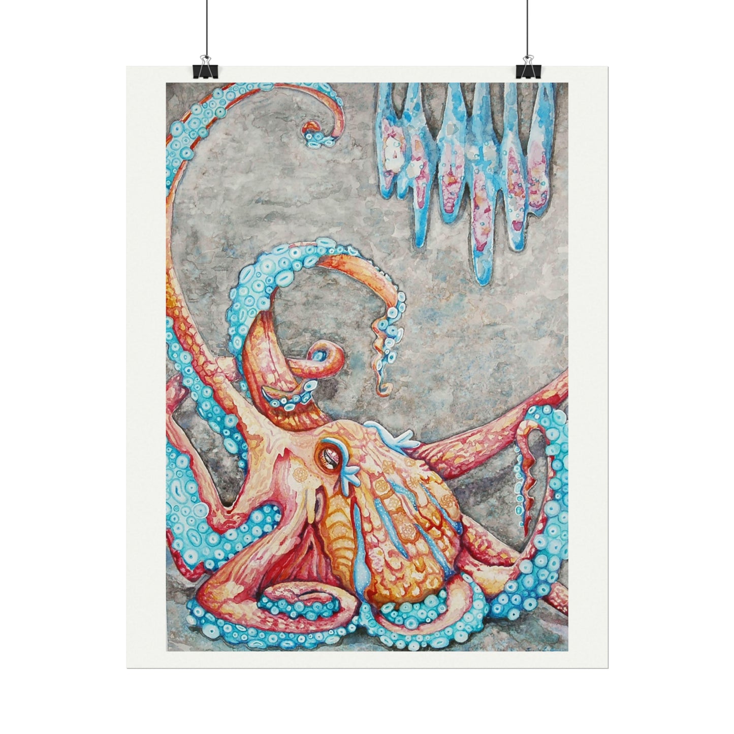 Giant Octopus I Textured Watercolor Matte Print