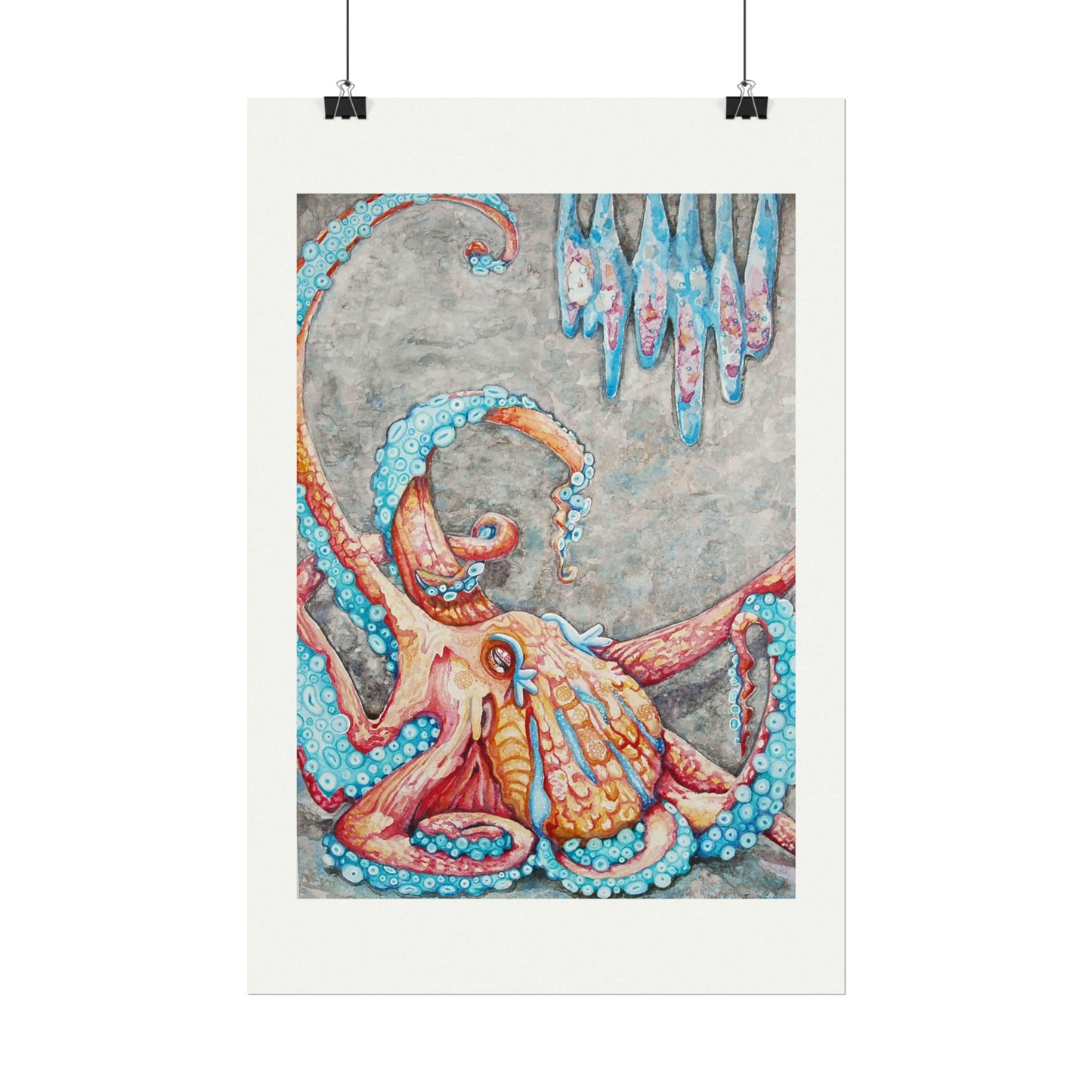 Giant Octopus I Textured Watercolor Matte Print