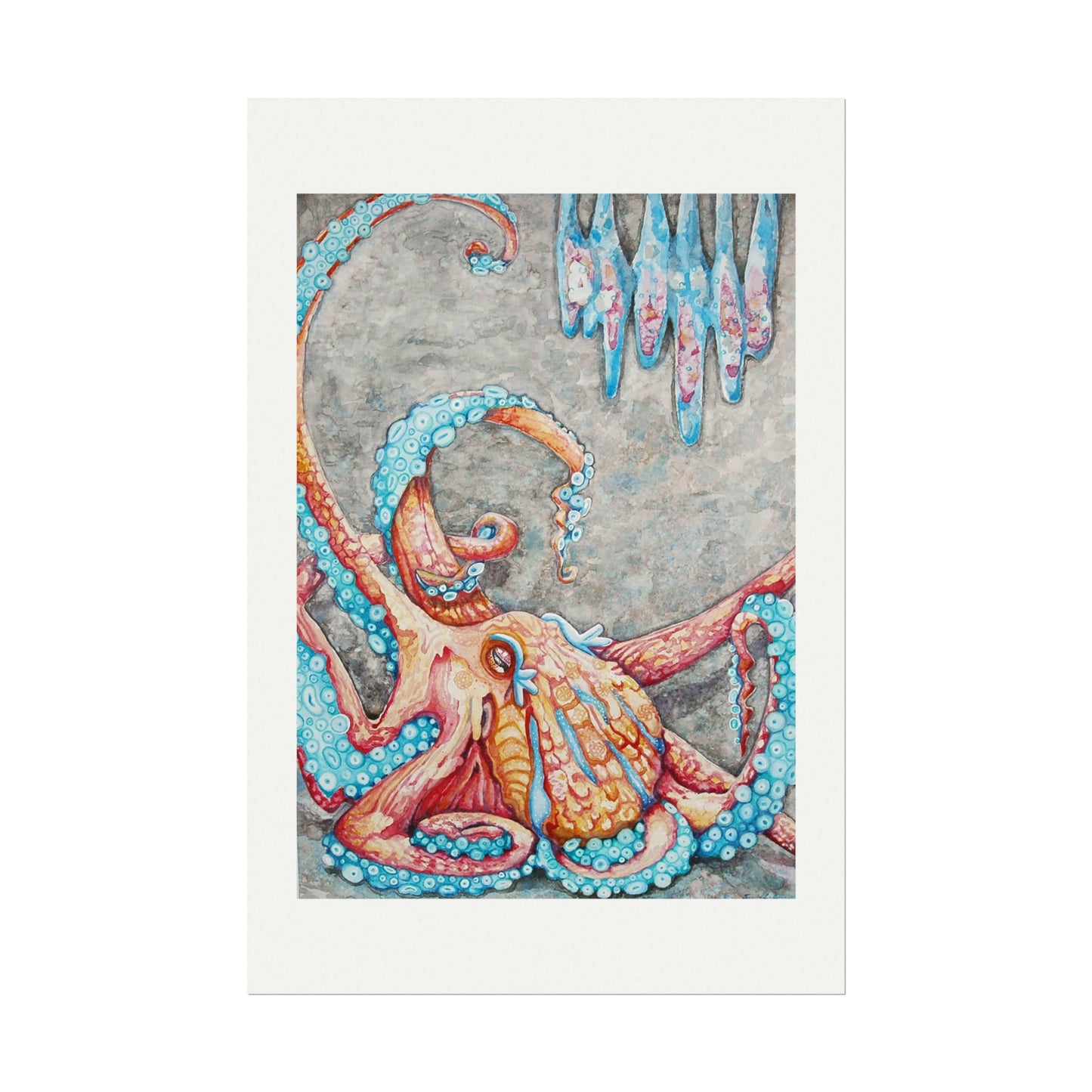 Giant Octopus I Textured Watercolor Matte Print
