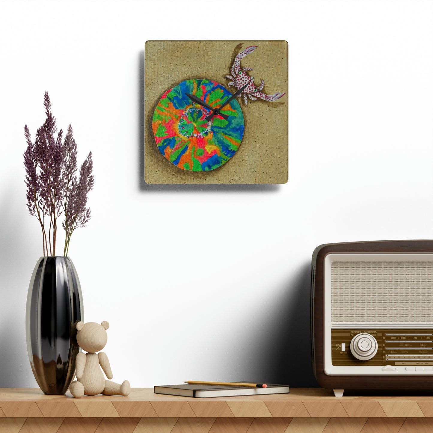 Rainbow Scoly and Guard Crab Wall Clock