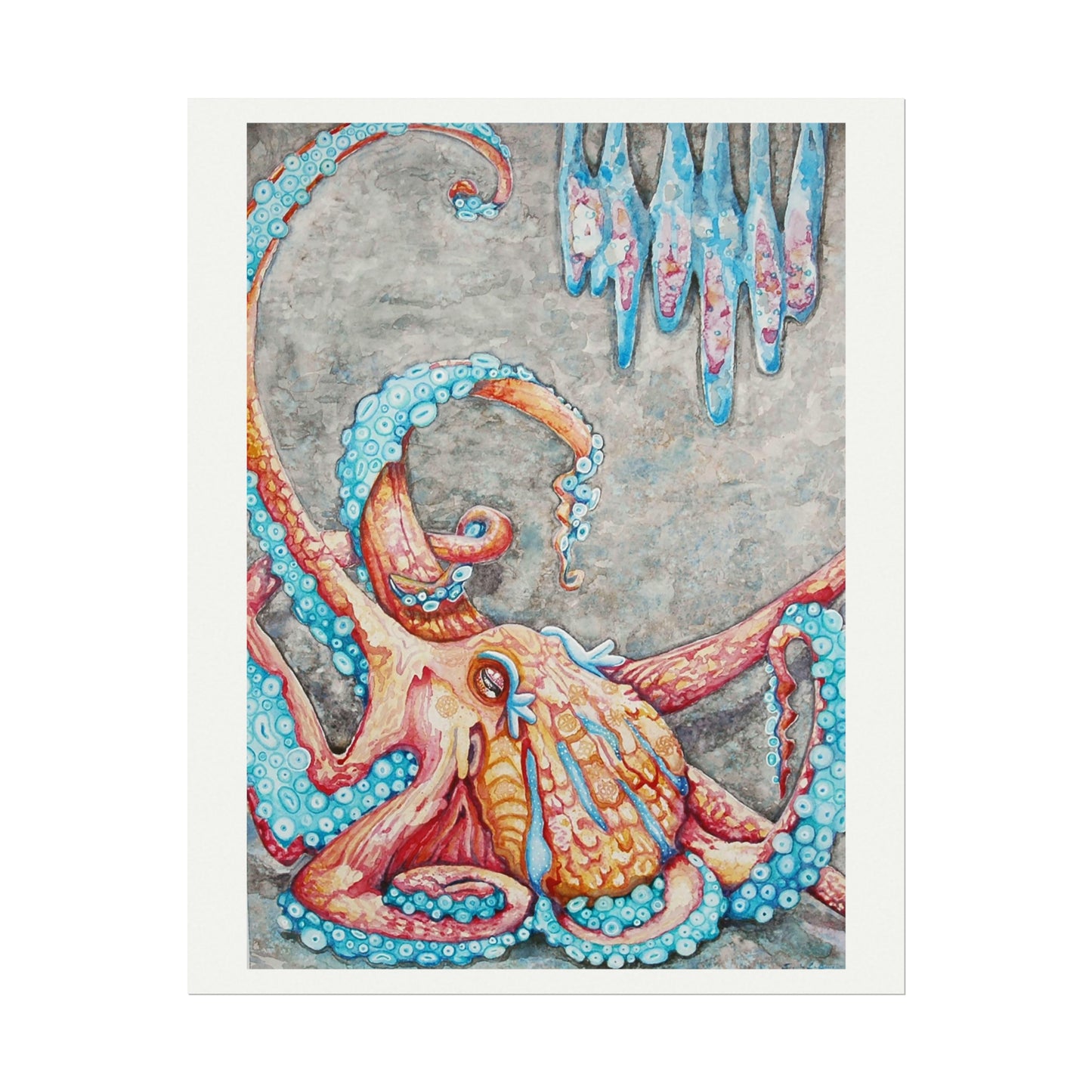 Giant Octopus I Textured Watercolor Matte Print