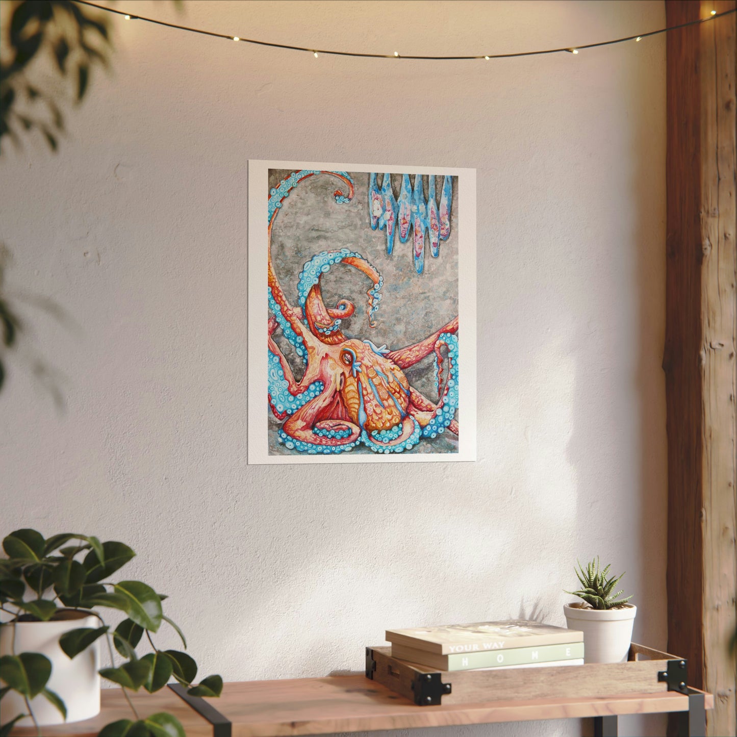 Giant Octopus I Textured Watercolor Matte Print