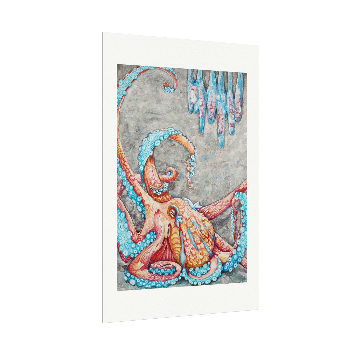 Giant Octopus I Textured Watercolor Matte Print