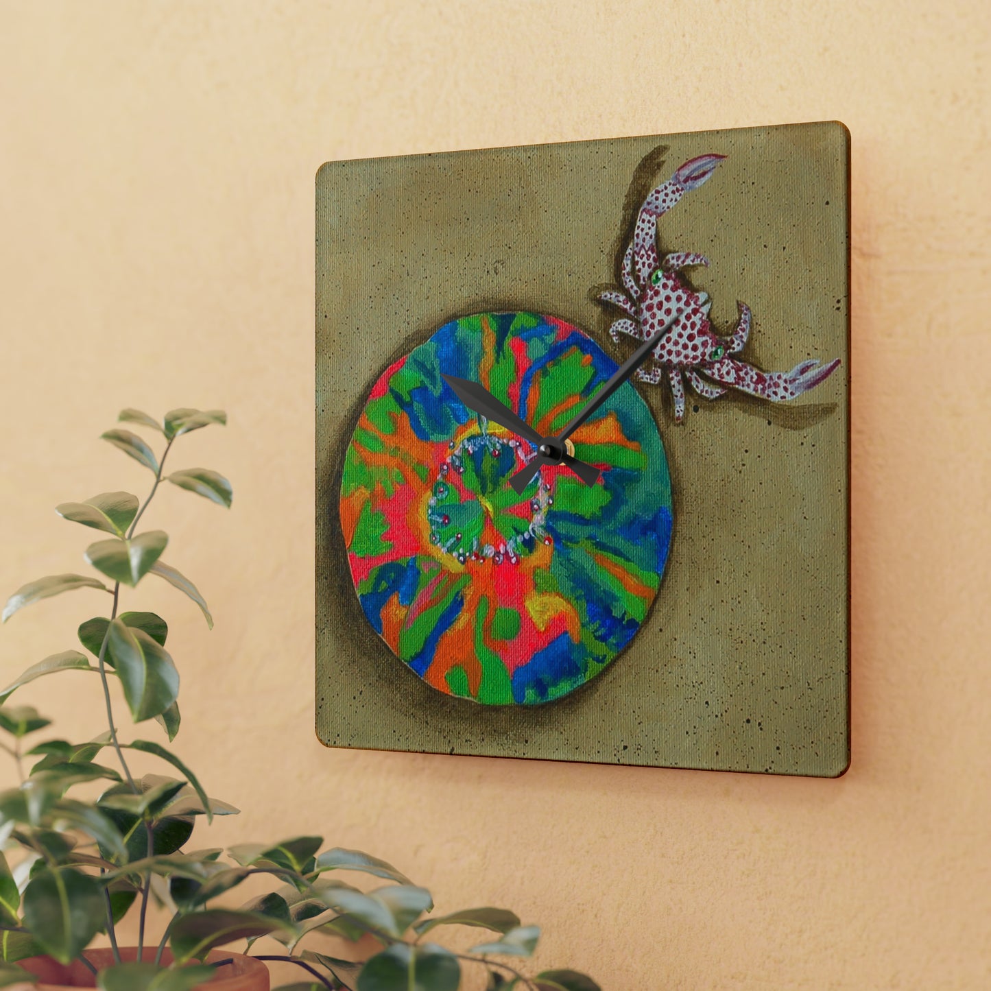 Rainbow Scoly and Guard Crab Wall Clock